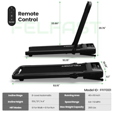 FelFast Walking Pad Treadmill with Auto Incline for Home