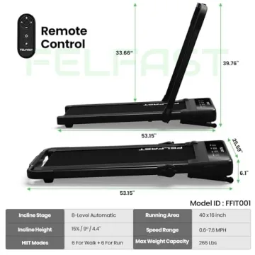 FelFast Walking Pad Treadmill with Auto Incline for Home