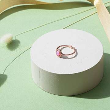 PAVOI 14K White Gold Plated Blue Opal Ring, Adjustable | Gold Rings for Women