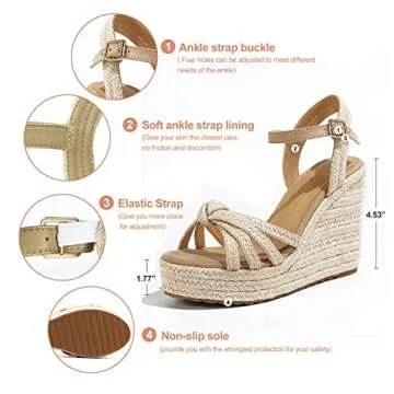 Mikaraka Womens Espadrille Wedge Sandals for Summer Style