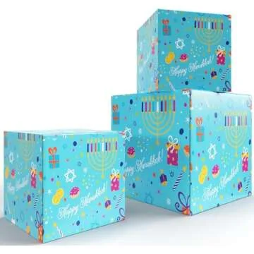 Happy Hanukkah Gift Wrap Variety Pack - 4 Rolls of Fun Designs