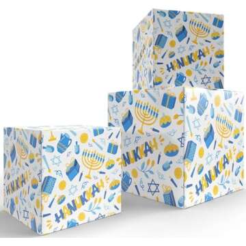 Happy Hanukkah Gift Wrap Variety Pack - 4 Rolls of Fun Designs