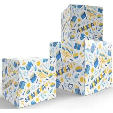 Happy Hanukkah Gift Wrap Variety Pack - 4 Rolls of Fun Designs