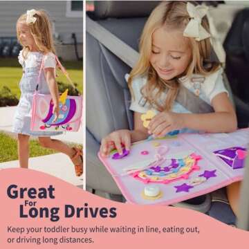 PUTSKA Busy Board Montessori Toys, Busy Book for Toddler Girl 3+ Years, Sensory Toys, Educational Learning Activities for Learning Fine Motor Skills, Kids Travel Essentials, Birthday Gift for Girls