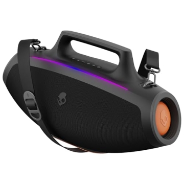 Skullcandy Barrel Bluetooth Boombox Speaker – Water-Resistant Wireless Portable Speaker, with LED ...