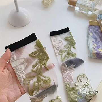 Stylish Ballballu Vintage Sheer Summer Flower Socks