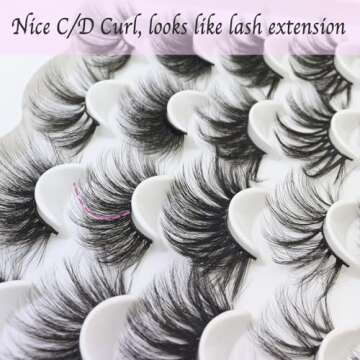 DAODER False Eyelashes 25MM Mink Lashes Dramatic Look Fluffy Long Fake Eyelashes Wispy 25mm False La...