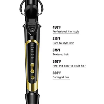 Lanvier 1 Inch Extra Long Curling Iron, Up to 450°F