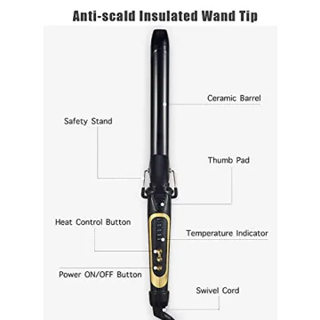Lanvier 1 Inch Extra Long Curling Iron, Up to 450°F