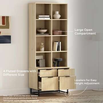 Stylish EYYTHUNG Fluted Bookshelves with Storage