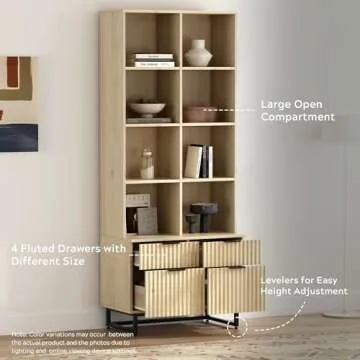 Stylish EYYTHUNG Fluted Bookshelves with Storage