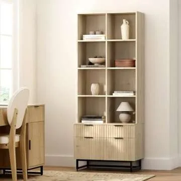Stylish EYYTHUNG Fluted Bookshelves with Storage
