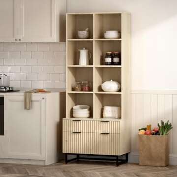 Stylish EYYTHUNG Fluted Bookshelves with Storage