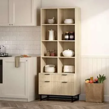 Stylish EYYTHUNG Fluted Bookshelves with Storage