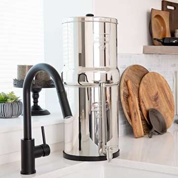 Royal Berkey Gravity-Fed Water Filter System with 2 Black Berkey Elements Plus Deluxe 10" Stainless ...