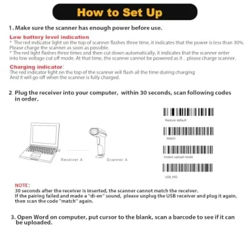NADAMOO Wireless Barcode Scanner for Efficient Inventory Management