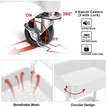 Versatile 3-Tier Utility Rolling Cart for Any Space