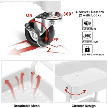 Versatile 3-Tier Utility Rolling Cart for Any Space