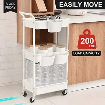 Versatile 3-Tier Utility Rolling Cart for Any Space