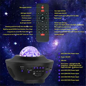 Star Projector Night Light Galaxy Projector for Bedroom - Starry Night Light Projector for Kids Adults with 10 Nature Sounds - Led Sky Projector with Bluetooth Music Speaker