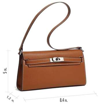YONOVNEW Women's Leather Shoulder Handbag - Designer Crossbody Purse and Chic Small Clutch Wallet (Brown)