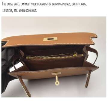 YONOVNEW Women's Leather Shoulder Handbag - Designer Crossbody Purse and Chic Small Clutch Wallet (Brown)