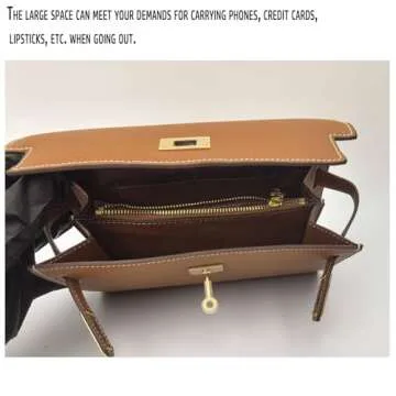 YONOVNEW Women's Leather Shoulder Handbag - Designer Crossbody Purse and Chic Small Clutch Wallet (Brown)