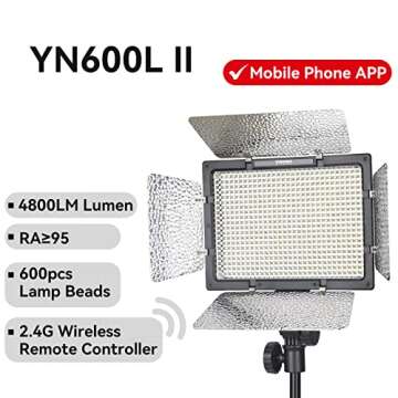 YONGNUO YN600LII YN600L II Pro LED Video Light LED Studio Light, with 5600K Color Temperature and Ad...