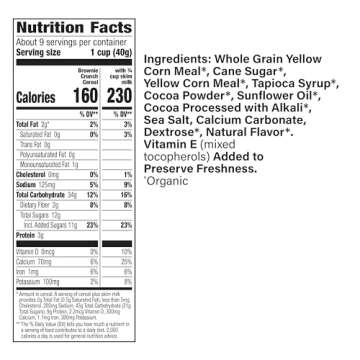 Cascadian Farm Organic Brownie Crunch Breakfast Cereal, Gluten Free, Made With Real Cocoa and Whole Grain, 12.4 oz