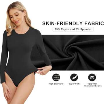 TVKSOM Women's Long Sleeve Bodysuit Pack for Stylish Comfort