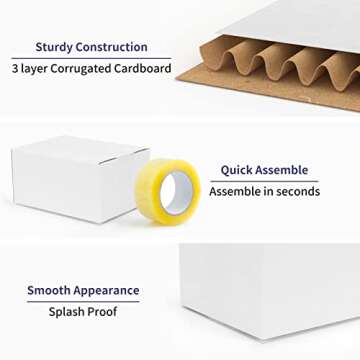 SPEPLA 40 Pack Small Shipping Boxes 8x6x4 Inches, White Corrugated Cardboard Mailing Box for Shipping, Packing, Business