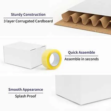 SPEPLA 40 Pack Small Shipping Boxes 8x6x4 Inches, White Corrugated Cardboard Mailing Box for Shipping, Packing, Business