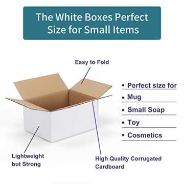 SPEPLA 40 Pack Small Shipping Boxes 8x6x4 Inches, White Corrugated Cardboard Mailing Box for Shipping, Packing, Business