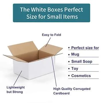 SPEPLA 40 Pack Small Shipping Boxes 8x6x4 Inches, White Corrugated Cardboard Mailing Box for Shipping, Packing, Business
