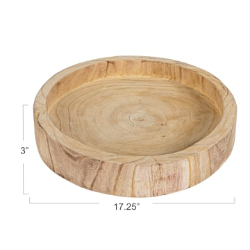 Creative Co-Op Paulownia Wood Hand Carved Tray