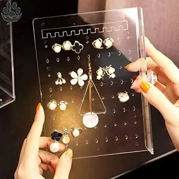 Sooyee Clear Acrylic Jewelry Storage Box,3 Vertical Drawer Earrings Display Stand Holder, Transparent 216 Holes 33 Grooves Screen Hanger Organizer for Stud Earring and Necklace,Dustproof
