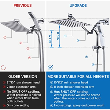 G-Promise All Metal 10 Inch Shower Head with Handheld