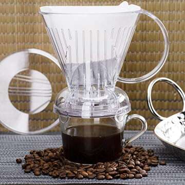 Clever Coffee Dripper and Filters, Large 18 oz (Clear)| Barista's Choice | Safe BPA Free Plastic | Includes 100 Filters