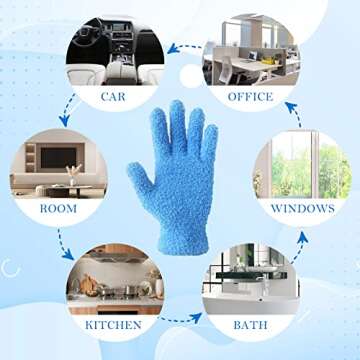 Evridwear Microfiber Plant Dusting Gloves Reusable Leaf Cleaning Glove for Houseplants,Blinds,Furniture and Small Objects