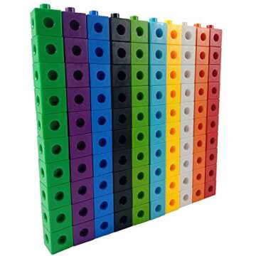 Unlimited Creation Math Link Cubes，100 PCS Counters for Kids Math -Interlocking Manipulatives for Preschool | Educational Number Blocks Toys for Kids，Promote Color Sorting & Math Counting Skills