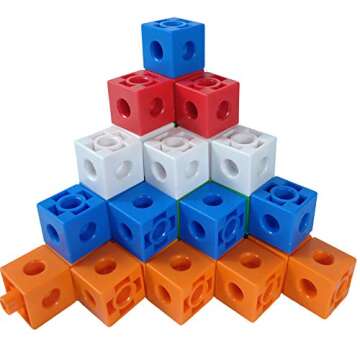 Unlimited Creation Math Link Cubes，100 PCS Counters for Kids Math -Interlocking Manipulatives for Preschool | Educational Number Blocks Toys for Kids，Promote Color Sorting & Math Counting Skills