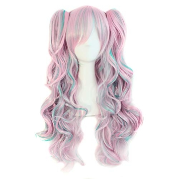 MapofBeauty Multi-color Lolita Long Curly Clip on Ponytails