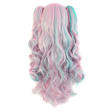 MapofBeauty Multi-color Lolita Long Curly Clip on Ponytails