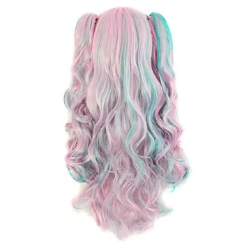 MapofBeauty Multi-color Lolita Long Curly Clip on Ponytails