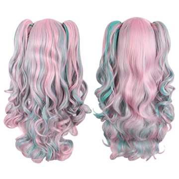 MapofBeauty Multi-color Lolita Long Curly Clip on Ponytails