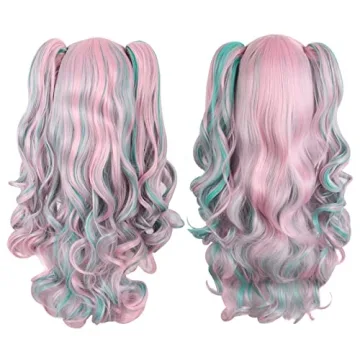 MapofBeauty Multi-color Lolita Long Curly Clip on Ponytails