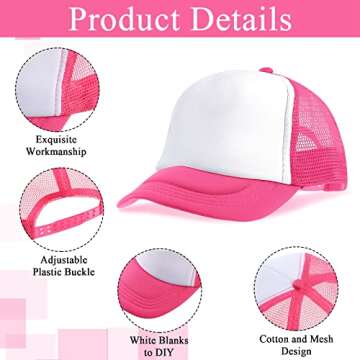 12 Pack Trucker Hat for Kids Summer Polyester Mesh Cap Adjustable Sublimation Blank Hats Baseball Ca...