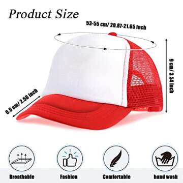 12 Pack Trucker Hat for Kids Summer Polyester Mesh Cap Adjustable Sublimation Blank Hats Baseball Caps for Outdoor (Multi Color)