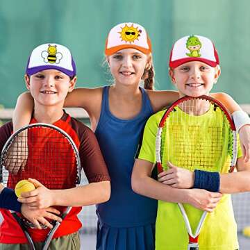 12 Pack Trucker Hat for Kids Summer Polyester Mesh Cap Adjustable Sublimation Blank Hats Baseball Caps for Outdoor (Multi Color)