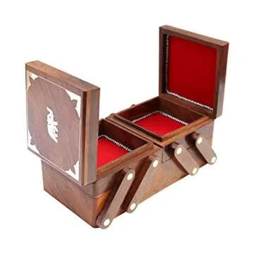 ITOS365 Handmade Wooden Jewelry Box/Case/Storage for Women Jewel Organizer Christmas Gift Items